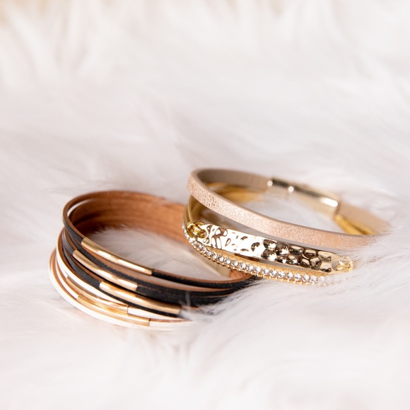 Mixed Gold Stacking Bracelet - Picture 1 of 5